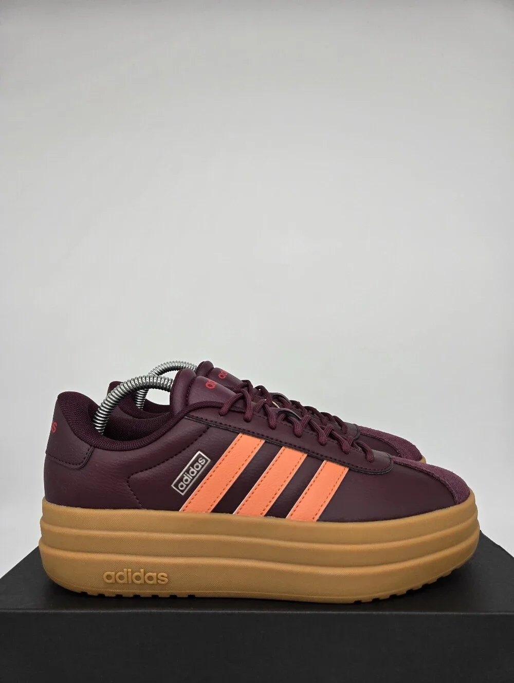 adidas Women's VL Court Bold IH9144 Maroon Dusky Orange Shoes Size 7.5